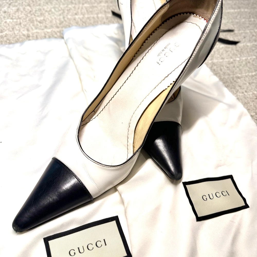 Gucci Women's Black and White Heels